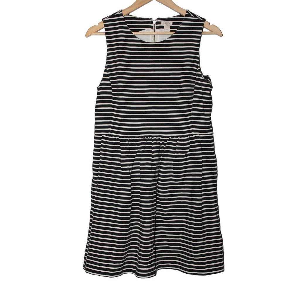 Womens J Crew Daybreak Striped Dress C4098 Black White Striped Midi Dress Size M